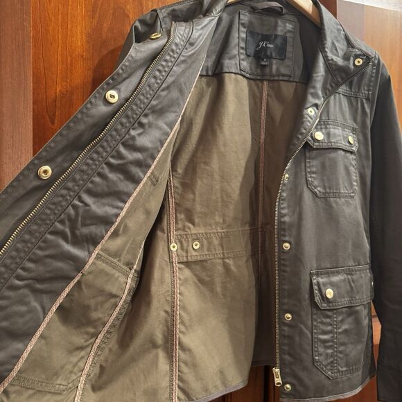 J. Crew Women’s Downtown Field Waxed Cotton Green Utility Jacket Small - Picture 14 of 16